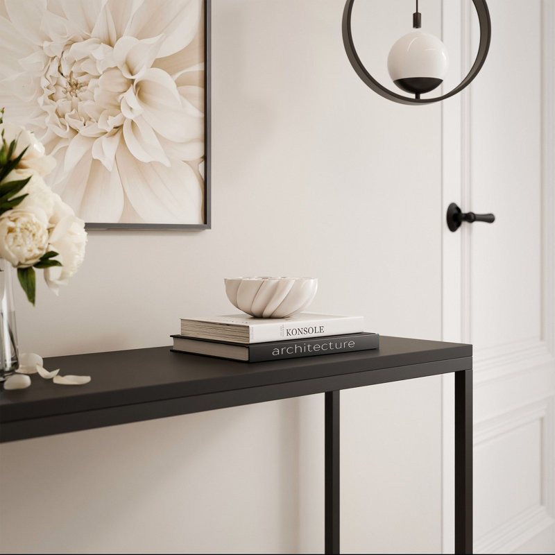 Stainless Steel Top Console Table, 90cm H x 80cm W x 30cm D, Black, Black