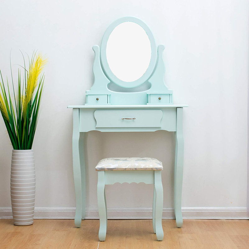 Condit Dressing Table with Mirror, Duck Egg