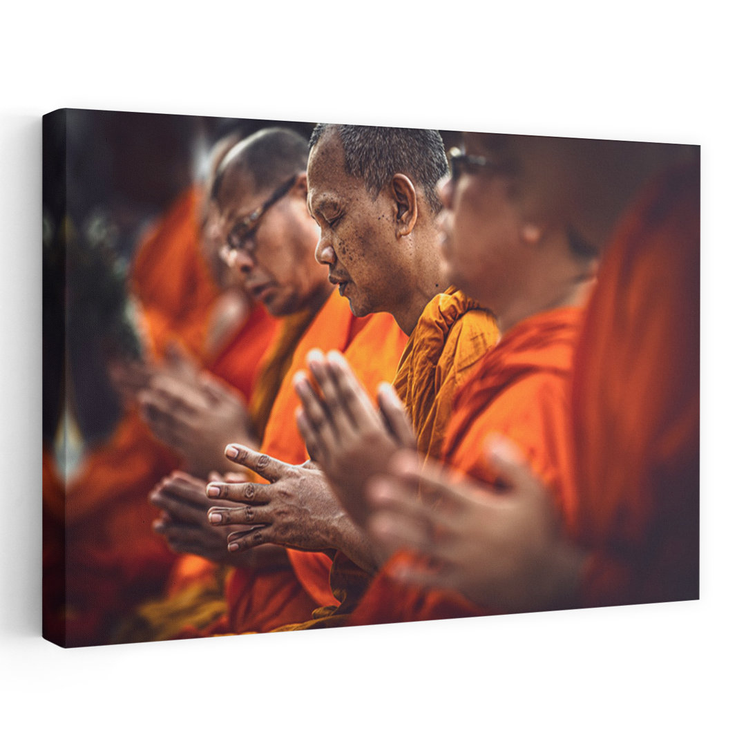 Buddhist Monks Meditate Peaceful Serene Abstract Wall Art Print