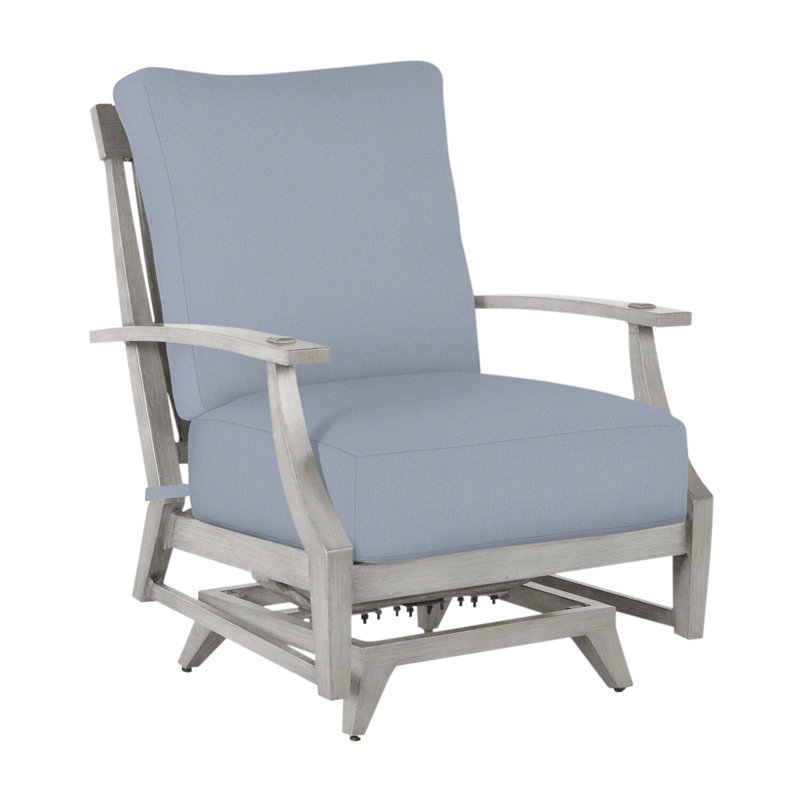 Méridienne Croquet Aluminium Spring - Huître, No Welt + Standard Fill, Cabana Sunbrella® à rayures bleu marine, Huître