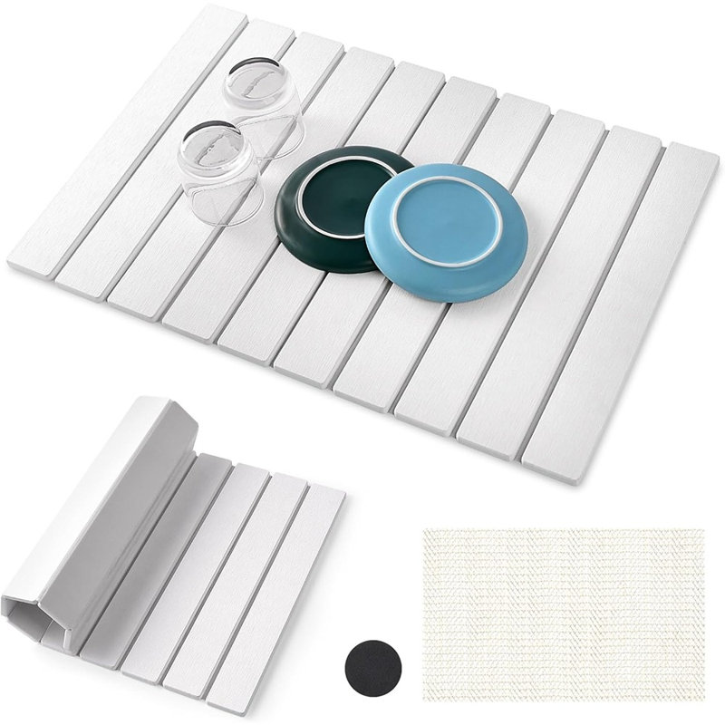 Tapis de séchage pour pierre - gris - grand, pliable, terre à diatomées, à séchage rapide, multi-usage (cuisine et salle de bain)