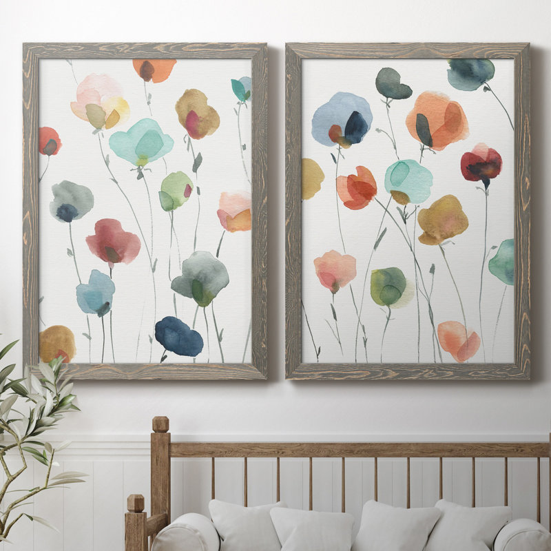 «Lollipop Garden I», ensemble de 2 impressions, Toile encadrée, H 31,5 po x l 47 po x P 1,5 po, Gris