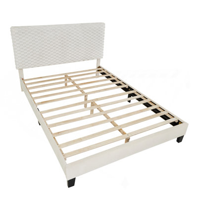 Lit plateforme tapissier Findlay Plush 3D colombe blanche