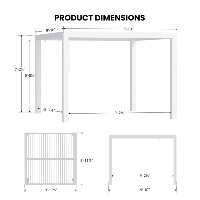 Mandalc 3m Louvered Outdoor Pergola With Adjustable Roof Lovers Opening,Built-In Gutter System, 220cm H x 300cm W x 300cm D