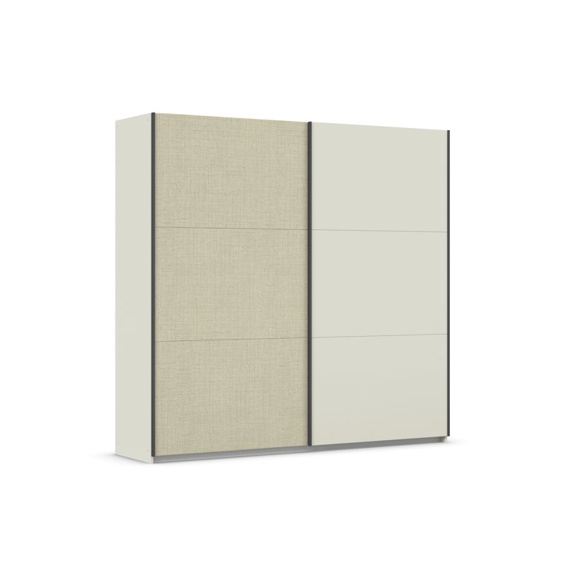 Wardrobe sliding door wardrobe SENJA door with contrasting rattan look MADE IN GERMANY, 210cm H x 218cm W x 59cm D