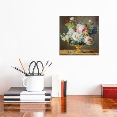 Flowers In A Blue Vase, 1782 by Anne Vallayer-Coster - Wrapped Canvas Painting