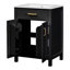 Meuble-lavabo moderne avec lavabo en céramique, portes à fermeture en douceur, tiroir rabattable, tablettes de porte à double couche, solution de rangement élégante