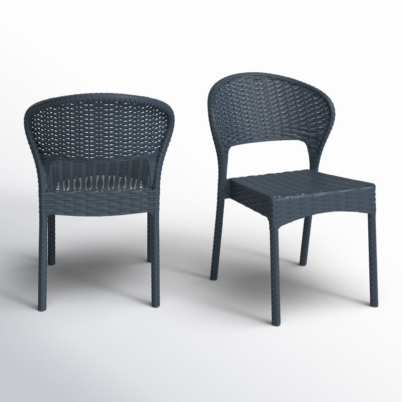 Chaise d'appoint empilable Coral, Gris rotin