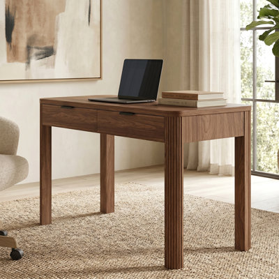 Bureau cannelé rectangulaire en noyer satiné de 48 po de largeur Lonsdale
