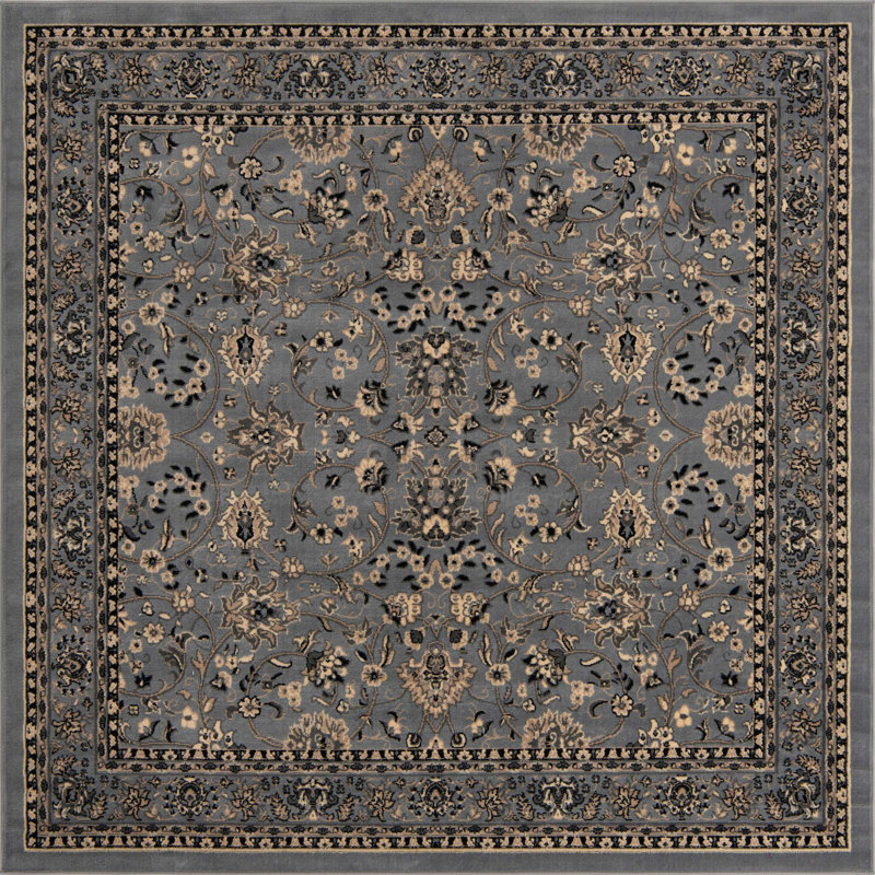 Tapis bourgogne Bhatari, Grey, Carré 7 pi 10 po