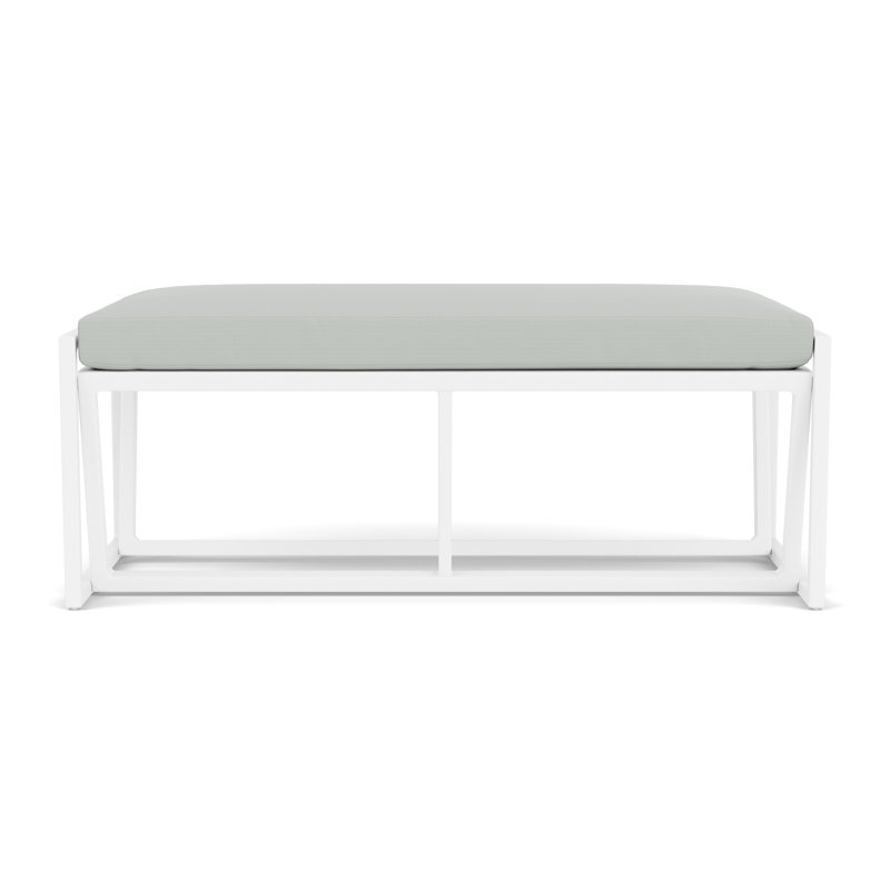 Summit Outdoor Dining Bench, Matte White, Callen Celadon