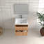 Ensemble de meuble-lavabo flottant, armoire de salle de bain murale en bois massif avec 2 tiroirs de rangement, lavabo intégré en résine blanche