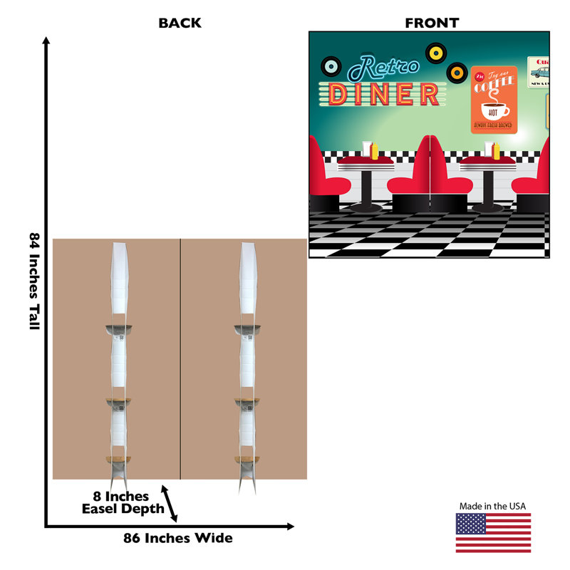 84'' Retro Diner Double Wide Cardboard Cutout