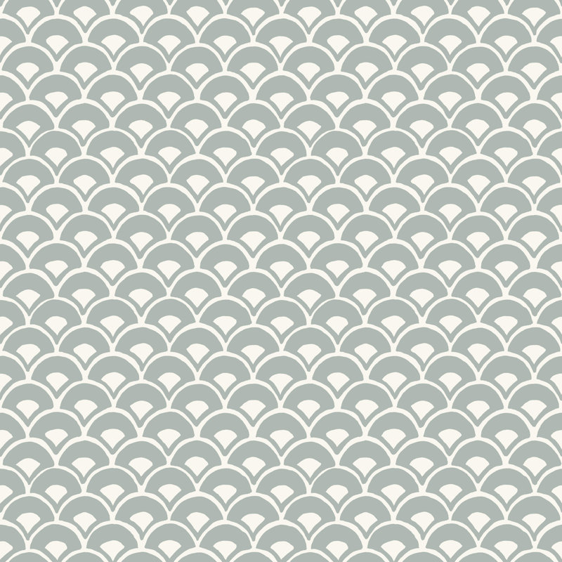 Stacked Scallops Wallpaper, Light Grey