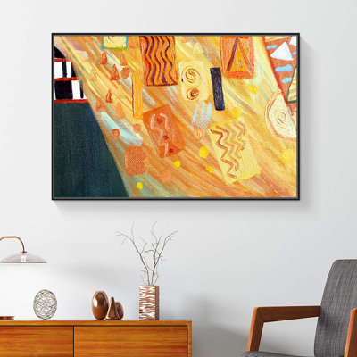 Texture Illusion Gold Yellow Abstract Shapes Vibrant Canvas Print for Living Room Bedroom Decor S06