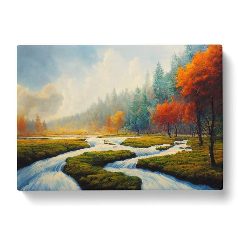 Autumn River Forest - Wrapped Canvas, 35cm H x 50cm W x 3cm D