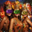Demi-masques métalliques avec élastiques en couleurs variées PMU Pqt / 6