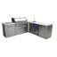 Mont Alpi 6-Burner 90 Degree Stainless Steel Island BBQ Grill + Faucet & Sink Combo + Refrigerator