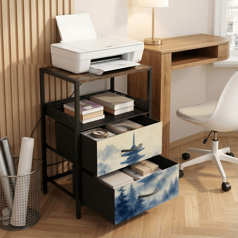 Table de chevet 2 tiroirs avec station de charge, table de chevet pour chambre avec ports USB et amp; Table de chevet noire Outlet