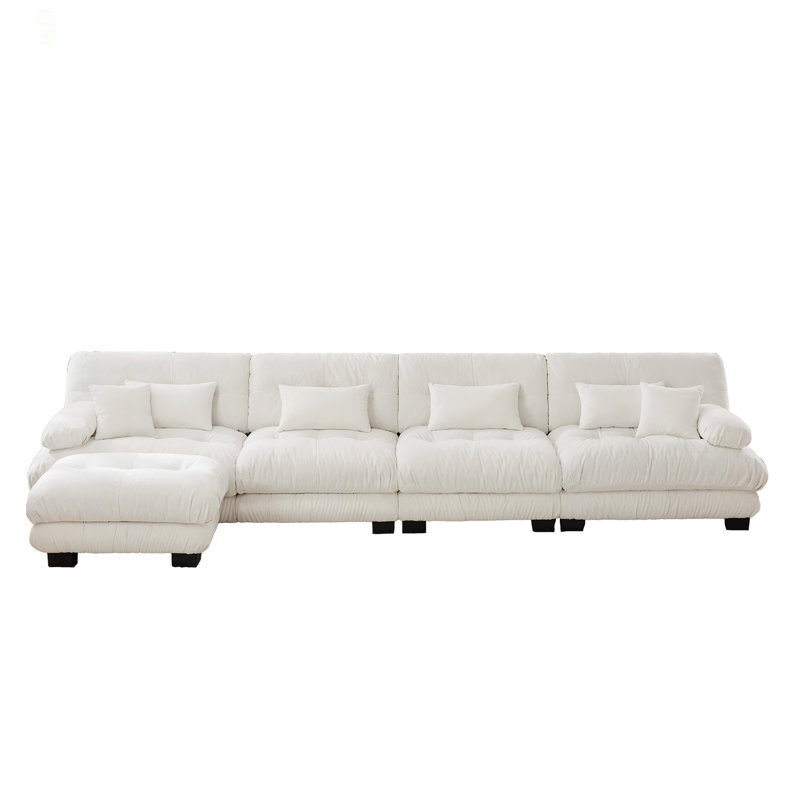 Combinaison libre, canapé modulaire modulaire, canapé en forme de L pour le salon, canapé confortable à 4 places avec repose-pieds convertible, chenille