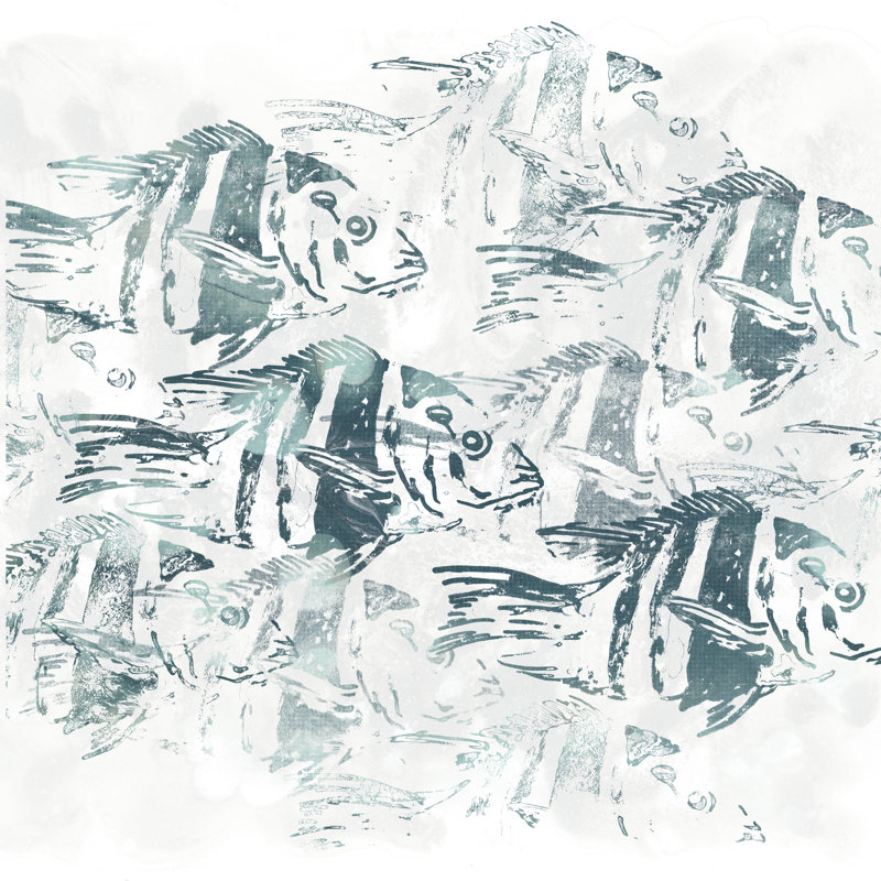Sealife Batik I by June Erica Vess - Wrapped Canvas Painting, 51cm H x 51cm W x 3.8cm D