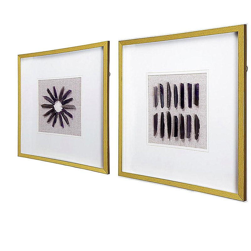23.5“ x 23.5" Grace Purple Agate Shadow Boxes Wall Art, Set of 2