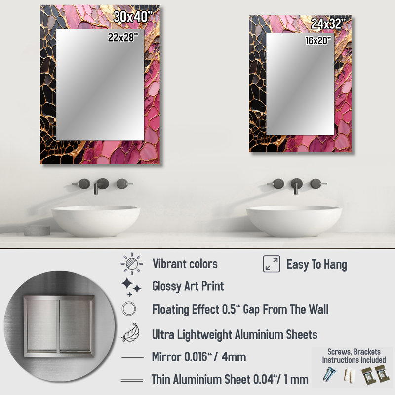 Rangler - Modern Rectangular Wall Mirror, 32 po x 24 po