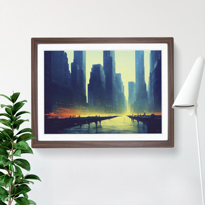 New York Skyline Concept 1 Piece Single Picture Frame Wall Art