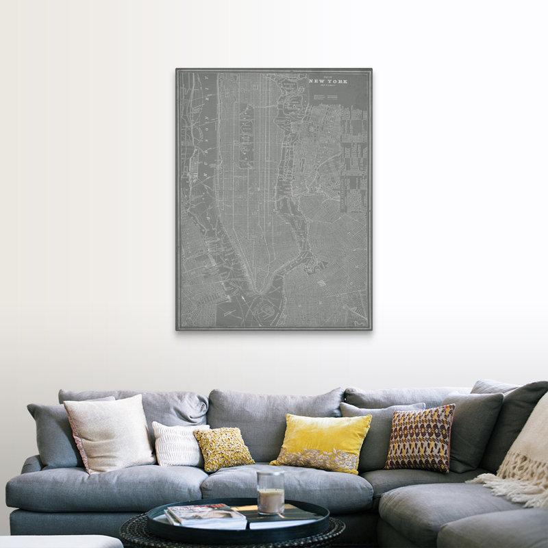 « City Map of New York » par vision studio-impression d’art graphique, H 16 po x l 12 po x 1,25 po, Toile tendue