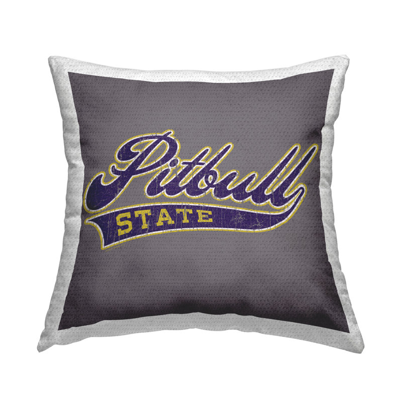 Coussin d'extérieur imprimé style universitaire par Pitbull State par Spirit Animals / Life Is High