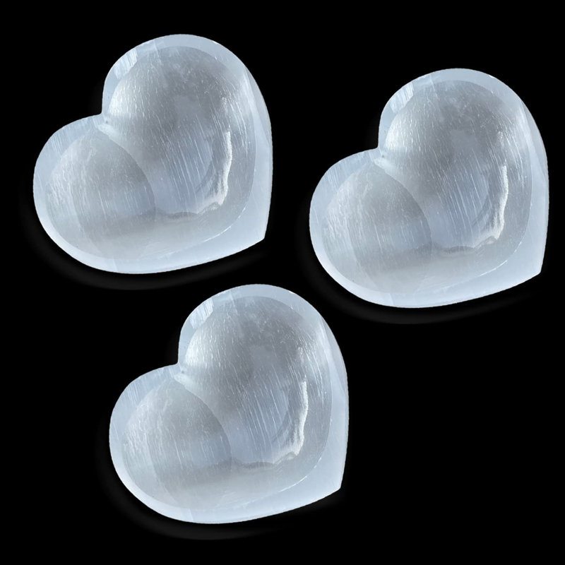 Deirra Selenite Crystal Heart Stones, Anxiety Relieve & Cleansing Healing Crystal