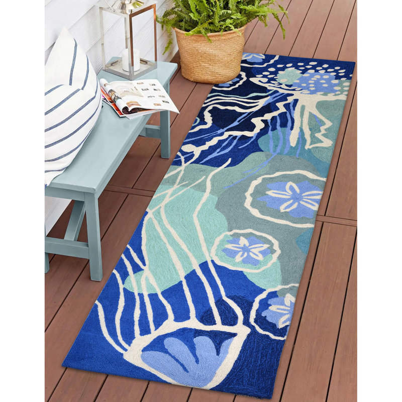 Vogt Performance Hand Tufted Abstract Indoor / Outdoor Rug, Runner 2' x 8'