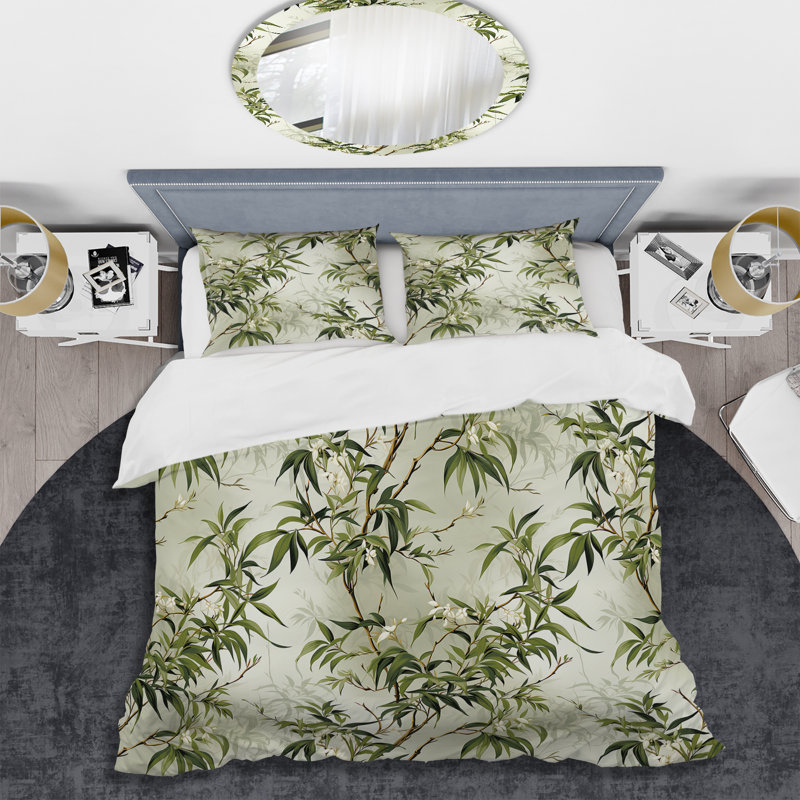 Bambou Zen Haven - ensemble de housse de couette oriental - microfibre de polyester