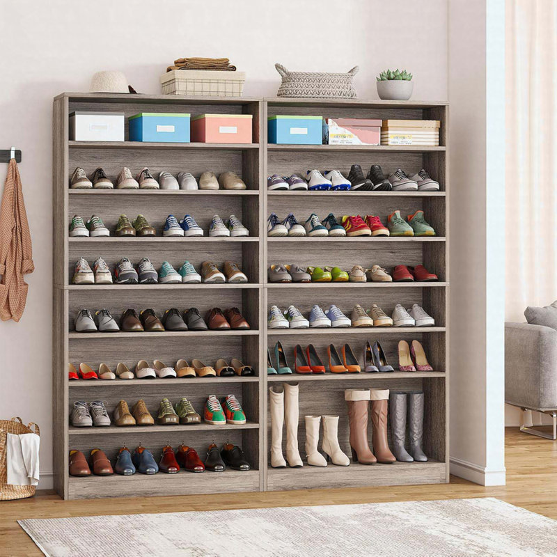 Armoire à chaussures à 31 niveaux de 31,49 po de largeur, rangement robuste, Gris