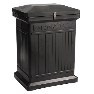 Rts Home Accents Eco Parcelwirx Premium Vertical Large Lockable Package Delivery Box With Hinged Lid, Black Colour