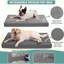 Grand lit pour chien - Coussin de caisse orthopédique en mousse pour l'extérieur avec housse réversible amovible, tapis de chenil antidérapant lavable et durable, gris