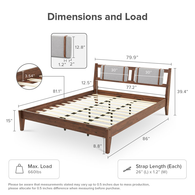 Faheemah Ted Bed, Walnut, King Upholstered