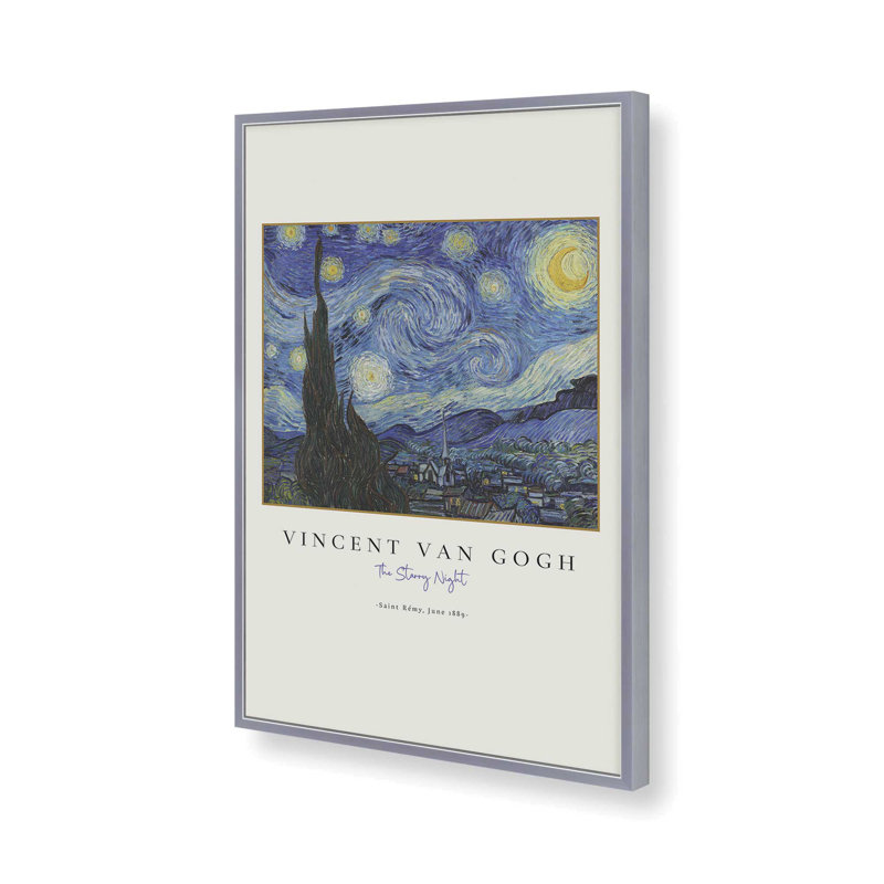 Impression de Van Gogh The Starry Night, Reproduction encadrée sans passe-partout 1, Chrome poli, H 21,25 po x l 17,25 po