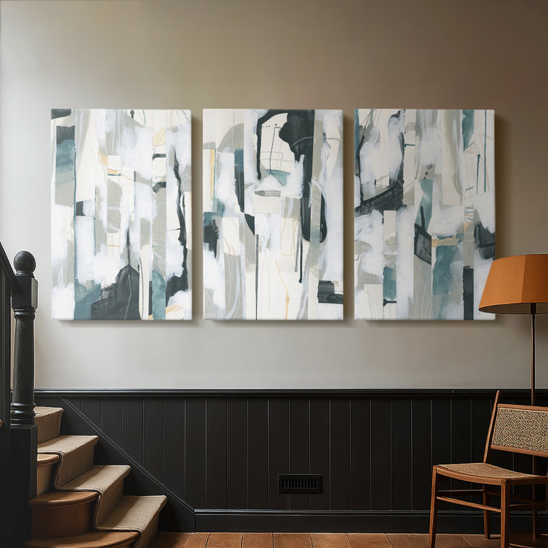 Sea Cavern Strata I  -Custom Wrapped Gallery Canvas - 3 Pieces, 12" H x 24" W, Frameless Print