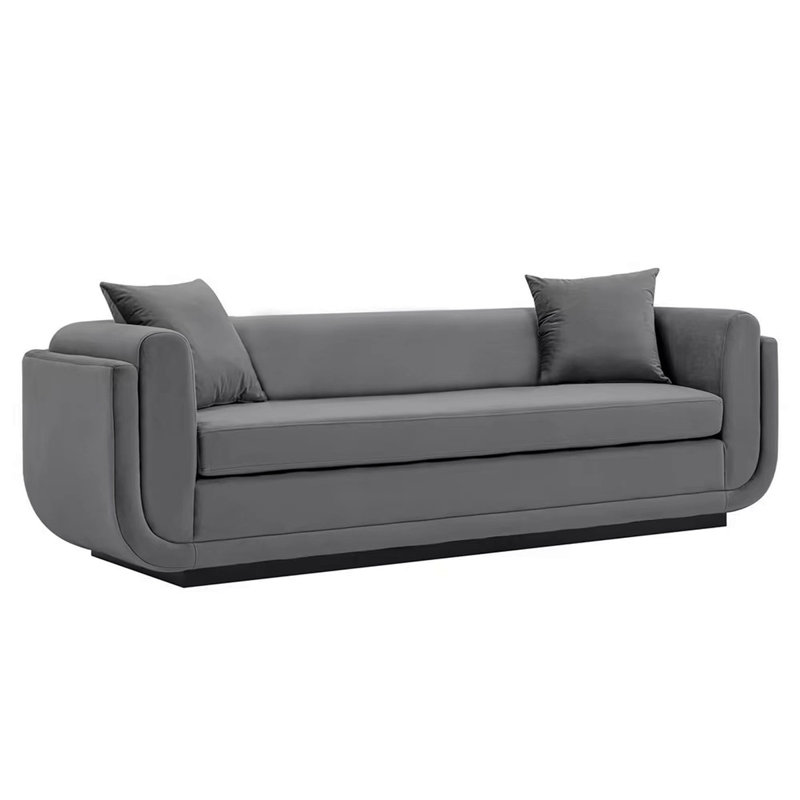 Canapé en velours 91 po Edmonda, Gris foncé