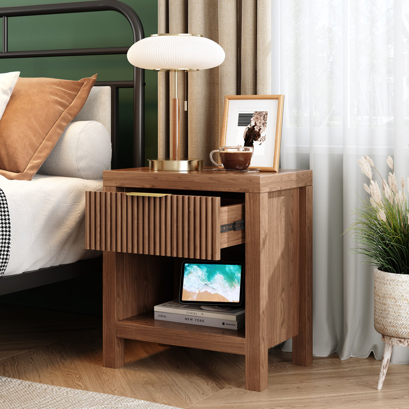 Latitude Run 19.69" Tall 1-Drawer Nightstand Set of 2
