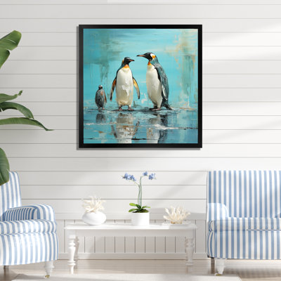 «Penguin Family Elegance In Snow II», reproduction sur toile