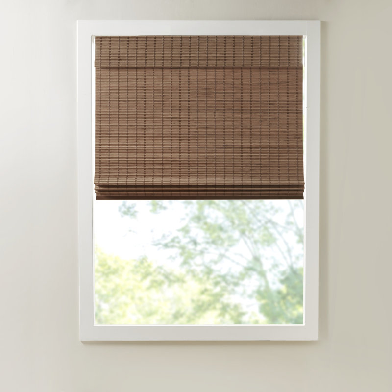 Store romain simple filtrant la lumière en bambou Eastfield L 64 po, Teck, L 35 po x L 64 po