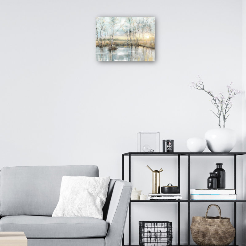 Calm Reflections by Studio Arts Meadow Birch Trees Canvas Art Print, Wrapped Canvas, 30" H x 40" W x 1.5" D