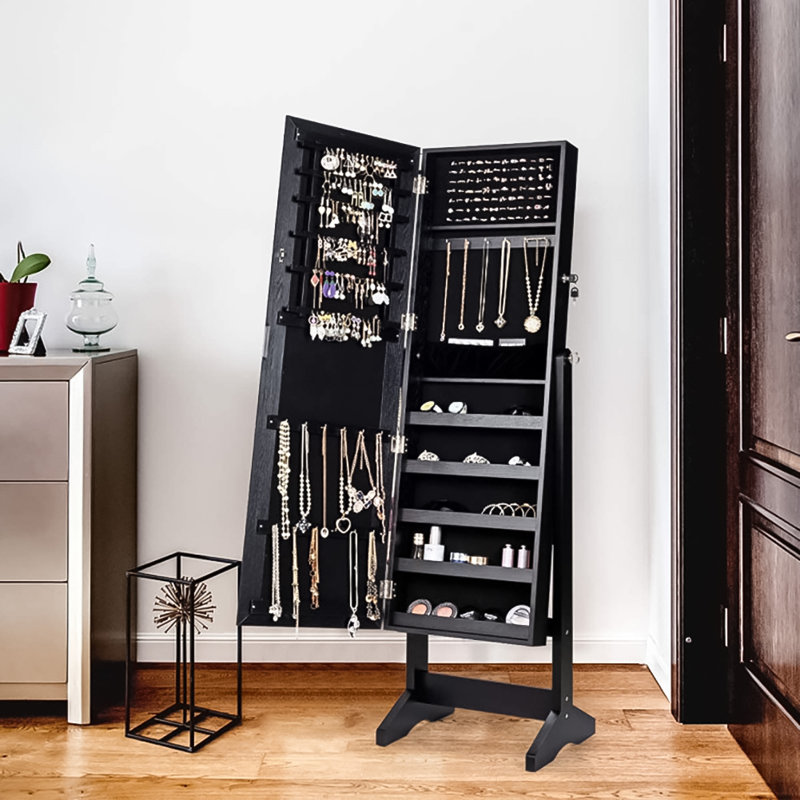 Aledra 16'' Wide Freestanding Jewelry Armoire, Black