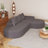 Modern Curved Chenille Upholstered Sectional Sofa Set, Modular L-Shaped Living Room Furniture With 3 Pillows, Free Combination For Comfort And Style-1124641000-1124641007