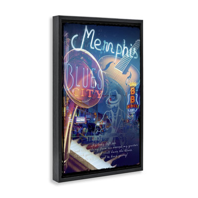 Memphis Blues City Framed Floater Canvas by Reinders