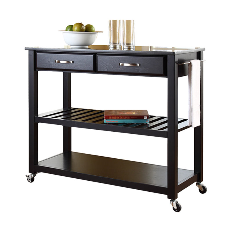 Cary Granite Top Kitchen Island, Black