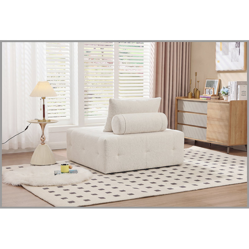 Canapé modulaire à assise profonde avec dossier réglable - Canapé compressé en chenille de 39,37 po pour le salon, la chambre à coucher, le salon (1 pièce) beige.