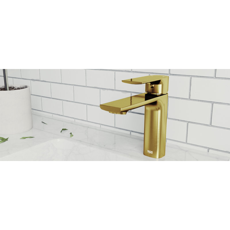 Davidson 6" H Single Handle Single Hole Bathroom Faucet, Matte Gold